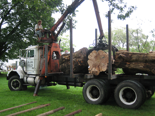 Logging Truck delivering figured hard maple logs